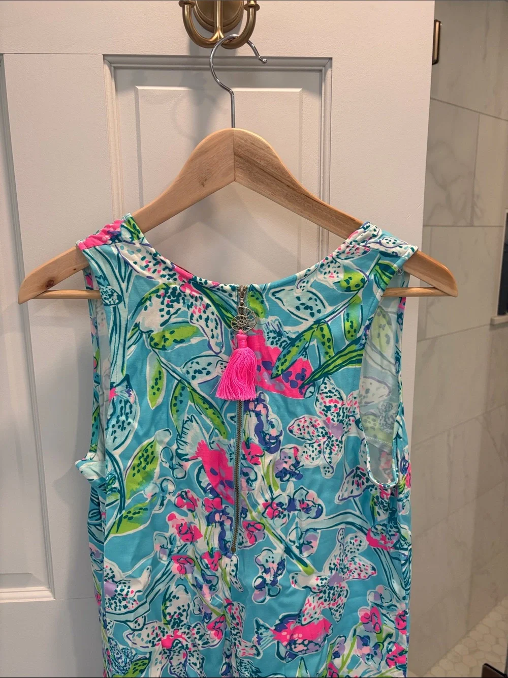 Lilly Pulitzer Turquoise Pink Green Floral Sleeveless Shift Dress - Picture 2 of 2